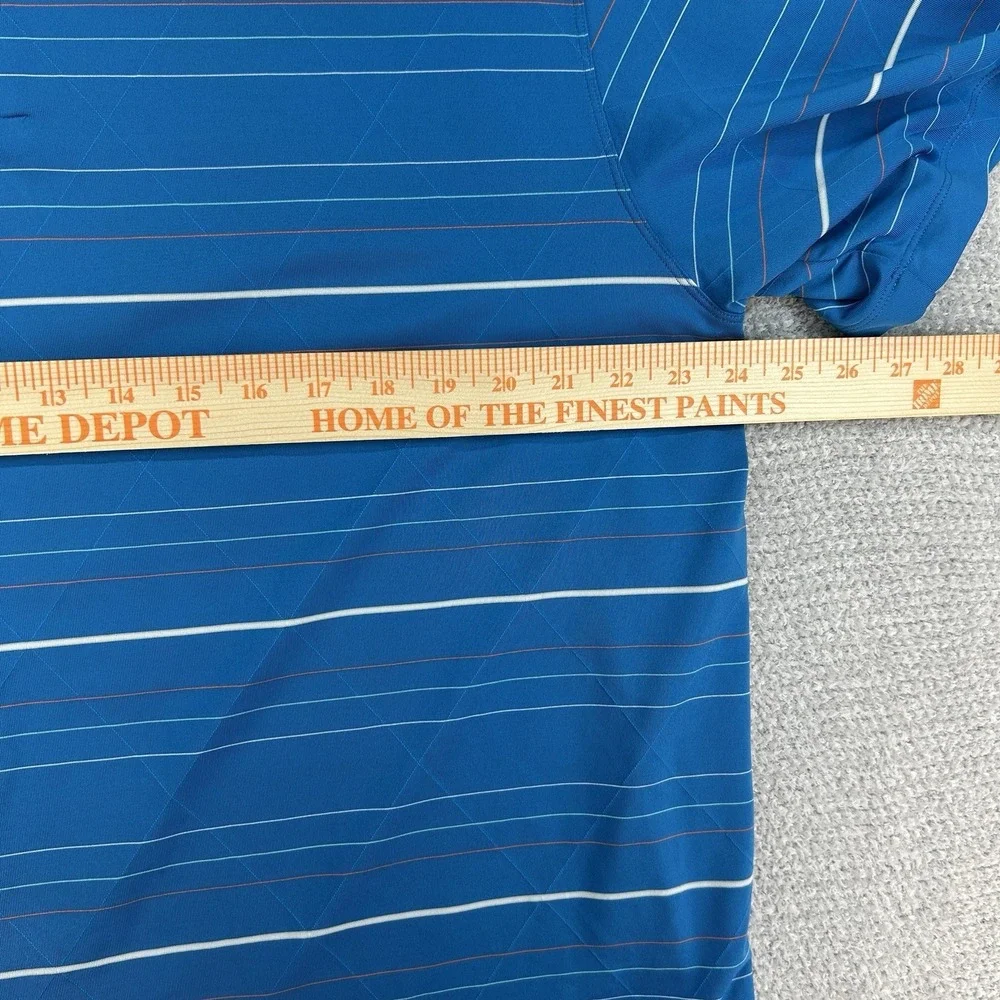 Nike Polo Shirt Mens XL Blue Striped Dr-Fit Golf Performance Stretch Preppy‎